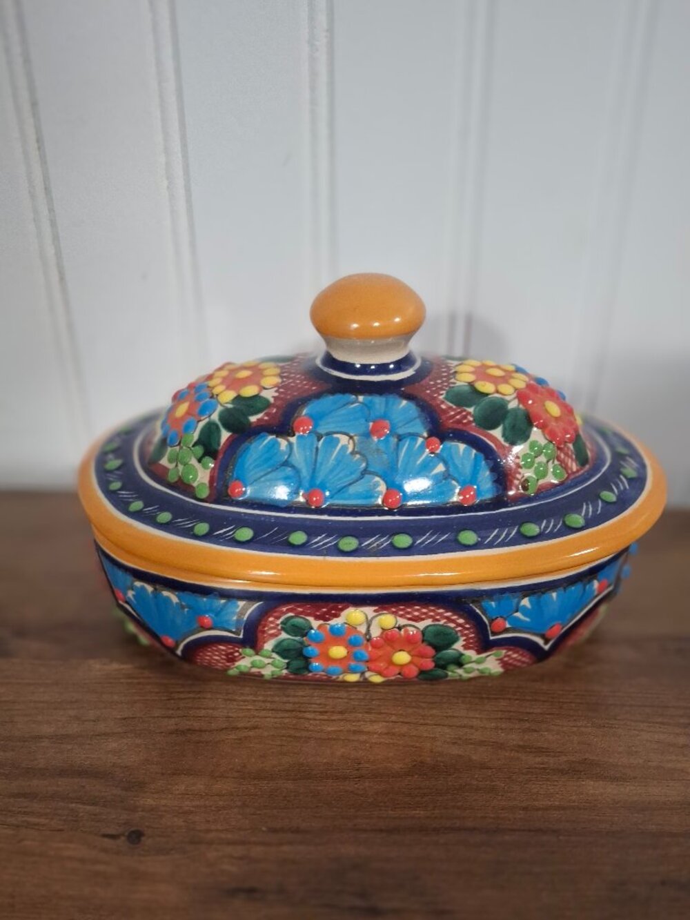 Unique Handmade Arte Cruz Talvera Mexico Pottery Lidded Bowl Boho